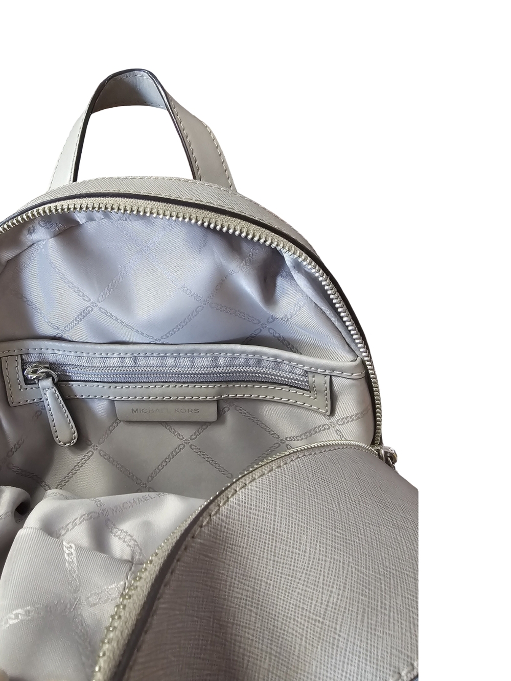 Michael Kors NWT Mini Backpack Gray Logo Perforated Leather MK Bag New With Tags - Picture 10 of 12